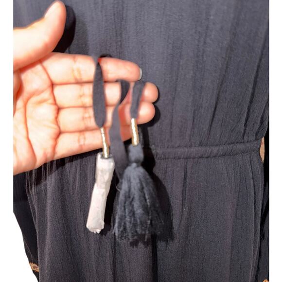 NWT Idyllwind Black Hurst Western Long Sleeve Midi V Neck Dress Size Large - Picture 9 of 12